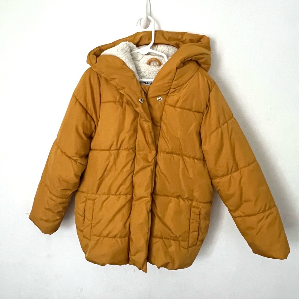 Old Navy Water Resistant Quilted Puffer Coat Size Small Mustard Gender Neutral